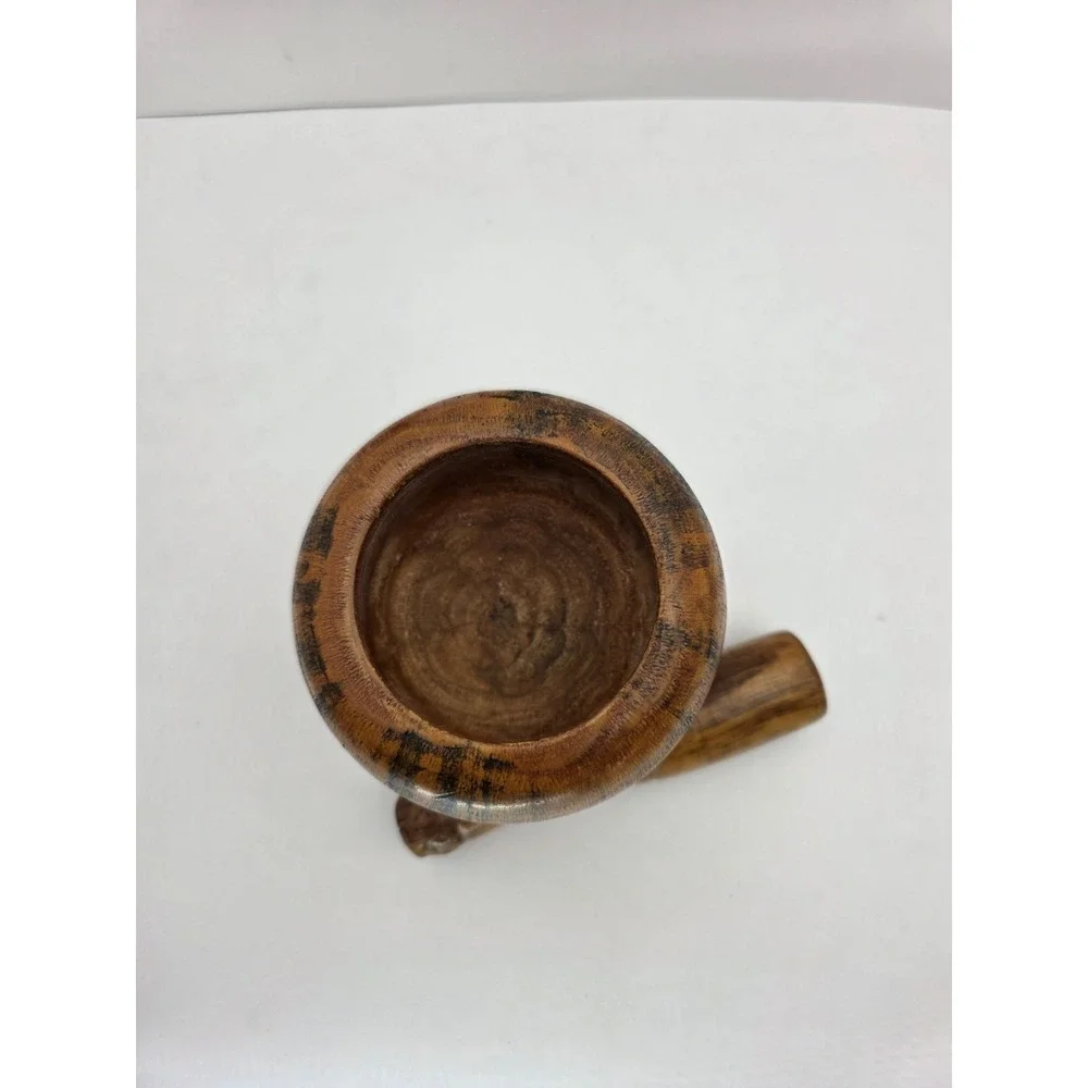VTG Hand Carved Wooden Mortar Pestle Rustic Primitive Farmhouse‎ Kitchen Decor